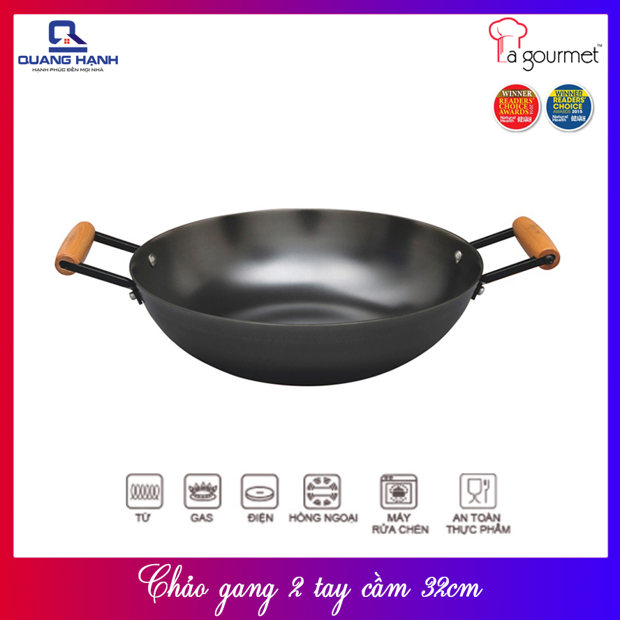 Chảo gang 2 tay cầm La Gourmet Nitrigan 32cm - Hãng phân phối
