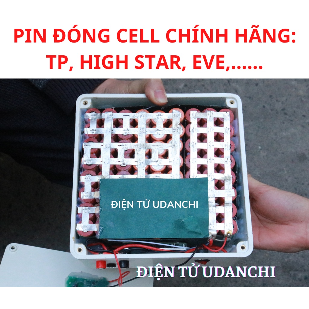 Acquy pin Lithium 12V dung lượng 30/42/50Ah đóng cell pin 18650 chính hãng