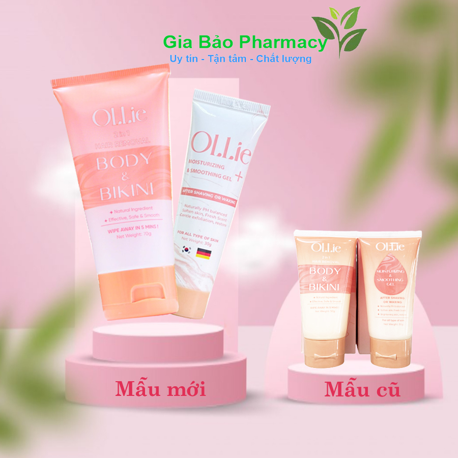 Kem tẩy lông và kem dưỡng 70g Ollie tẩy lông nách, lông chân, lông cánh tay, lông vùng kín an toàn không đau rát
