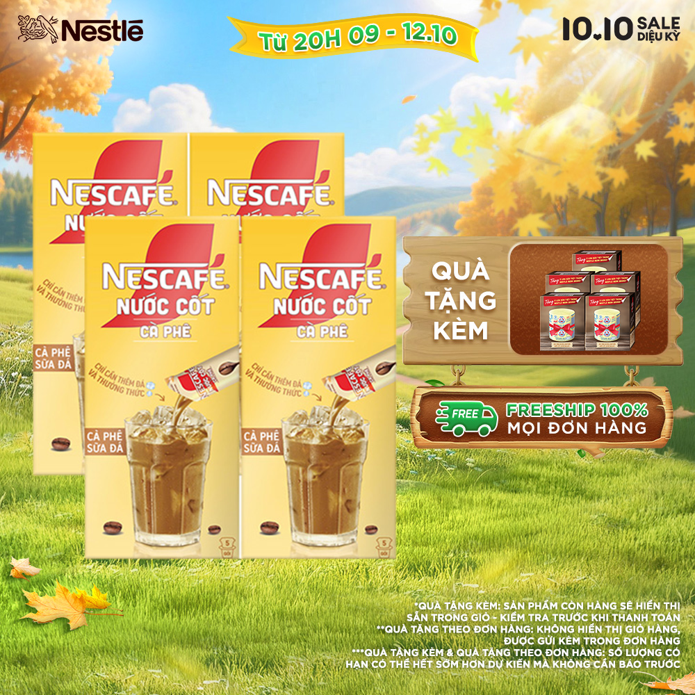 [ƯU ĐÃI THÁNG 10] Combo 4 hộp Nước Cốt Cà Phê NESCAFÉ Cà phê Sữa Đá