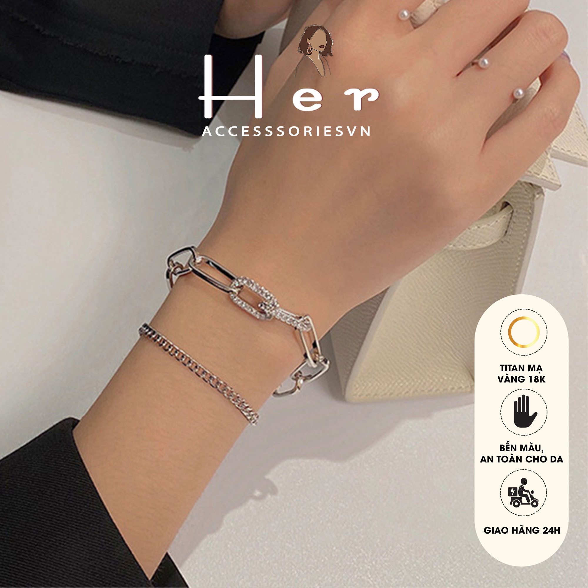 Lắc tay titan cá tính kiểu dáng độc đáo, vòng tay titan không đen gỉ, lắc tay không kích ứng da HeJewelry TT18