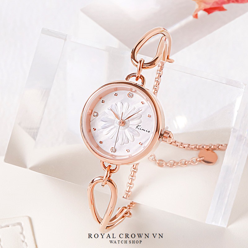 Đồng hồ nữ 6463 đính đá nền hoa cúc thiết kế cực xinh (Bảo hành 12 tháng + Tặng kèm pin)
