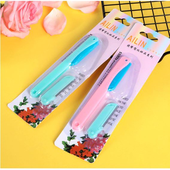 Sale sốc Bộ dao cạo tỉa lông mày 2 lưỡi Ailin - Dụng cụ tỉa lông mày gọn nhẹ chất lượng cao
