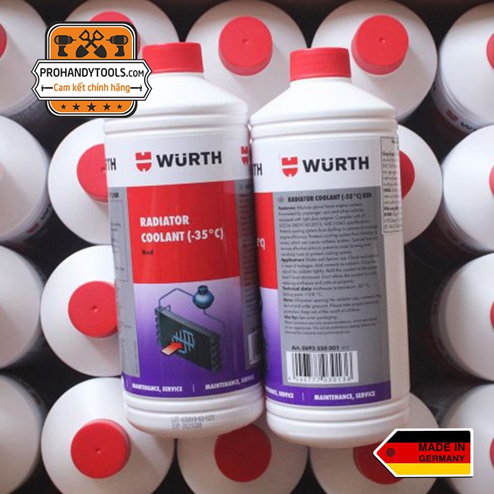 Chai Nước Làm Mát Động Cơ Wurth Radiator Coolant 1L Đỏ
