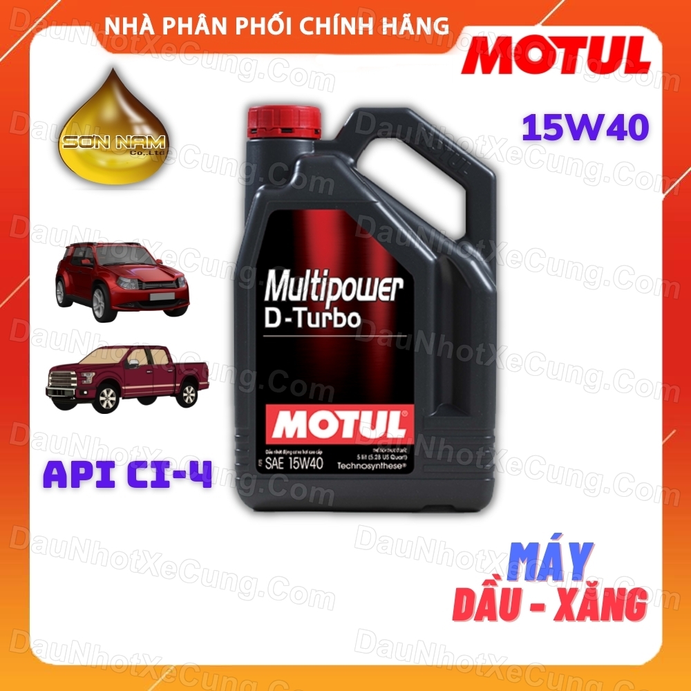 Dầu nhớt xe hơi oto Motul Multipower D-Turbo 15W40 & 20W50 API CI-4/SL 5lit