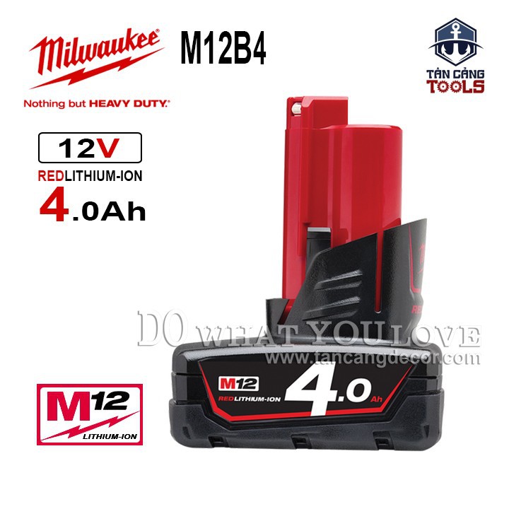 Pin 12v 4.0ah milwaukee m12b4 redlithium-ion