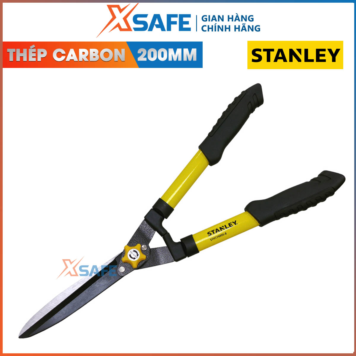 Kéo tỉa cành cây STANLEY STHT74995-8 200mm Kéo cắt cành cây có tay cầm bọc nhựa êm ái, lưỡi kéo thép Carbon sắc bén và cứng rắn, lưỡi kéo kiểu dáng uống cong