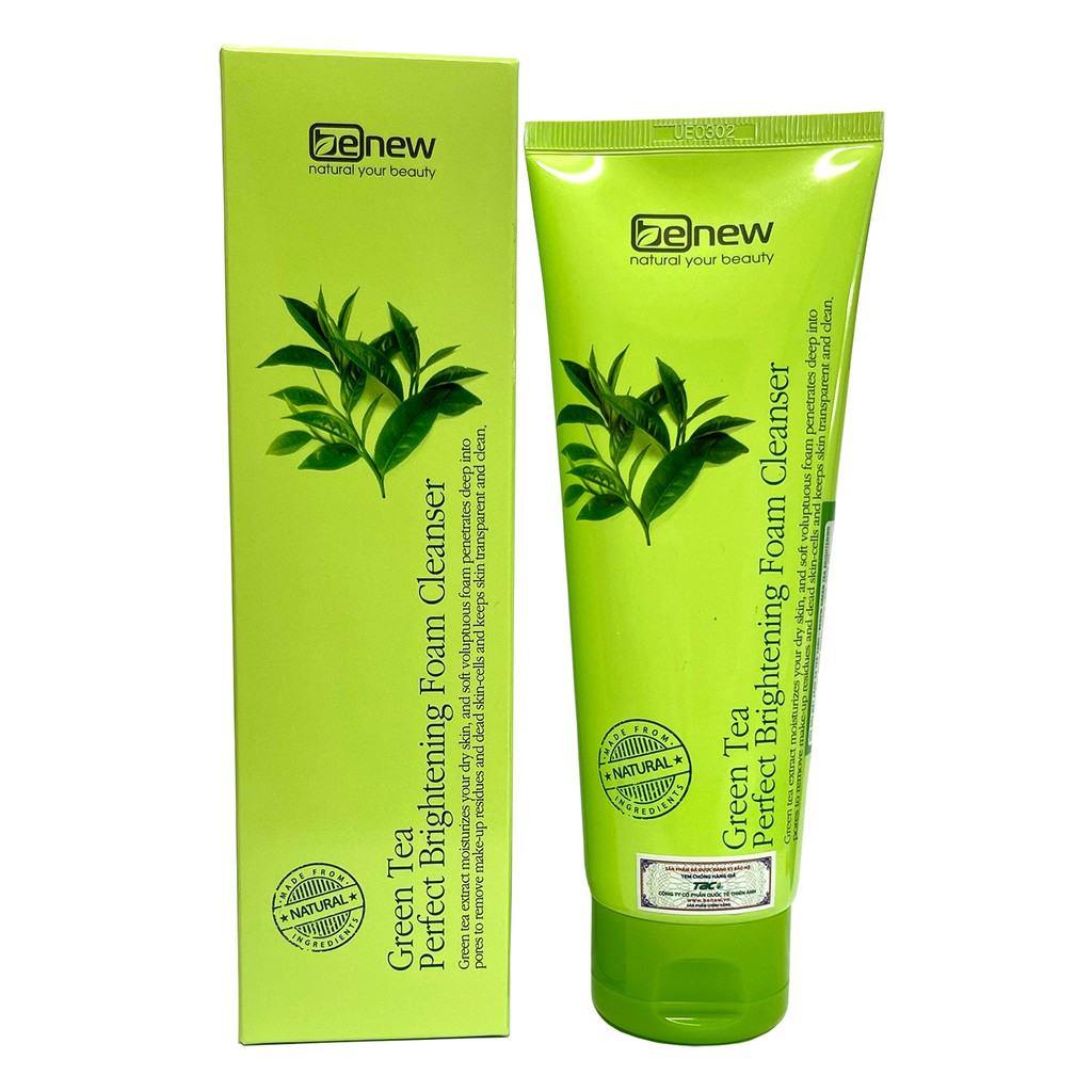 Sữa rửa mặt trà xanh sạch mụn, kháng khuẩn -Benew Green Tea Brightening 160ml