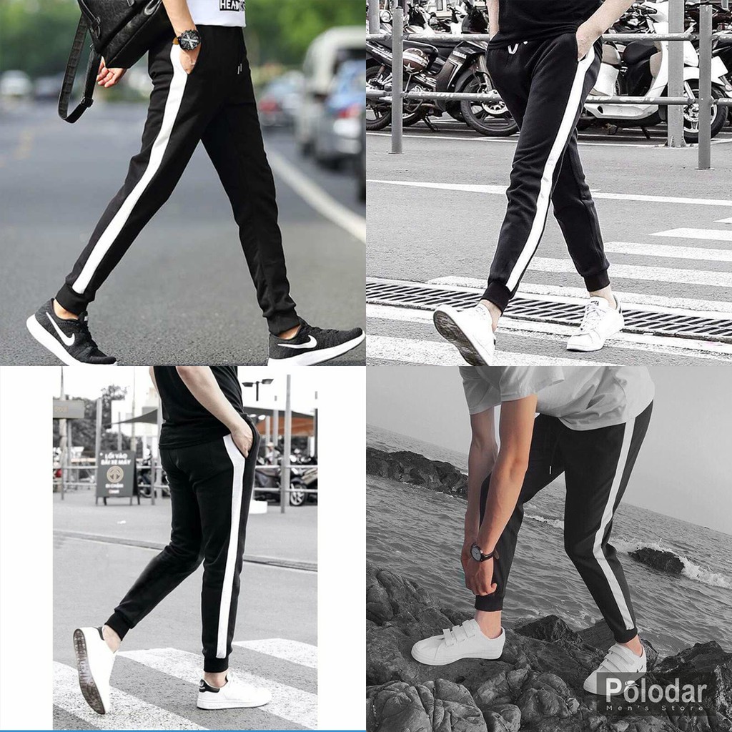 Quần Jogger Thun Thể Thao Nam Nữ Phối Sọc Mềm Mịn Unisex