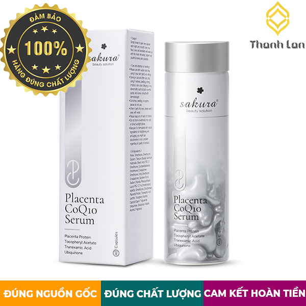 Serum dưỡng trắng da, chống lão hoá & cấp ẩm Sakura Placenta CoQ10 Serum 40 viên