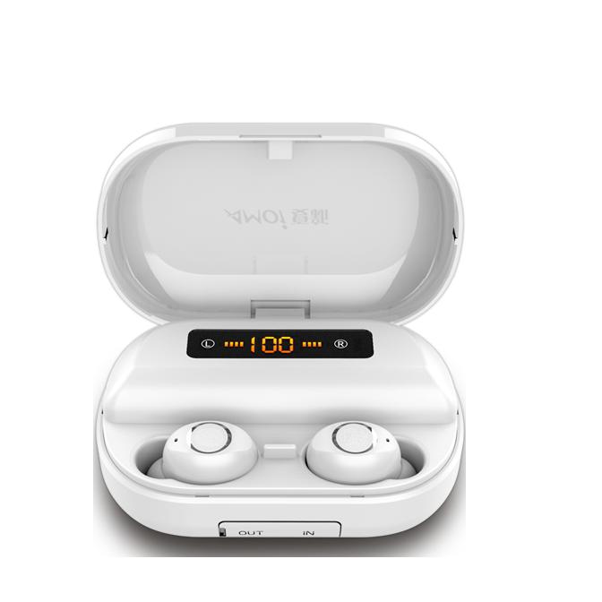 Tai nghe cao cấp amoi v12 cảm ứng thông minh, bluetooth 5.0 - âm thanh vòm 8d - chống nước ipx7, dock pin 4000mah đèn led kiêm sạc dự phòng