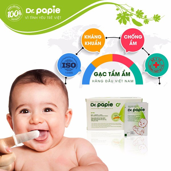 Gạc rơ lưỡi Dr Papie vệ sinh răng miệng / Rơ lưỡi Dr Papie cho bé