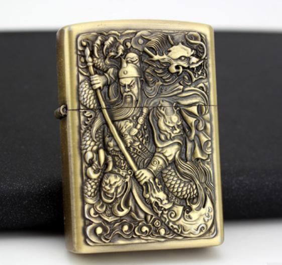 [HCM]Bật lửa hộp quẹt Zippo Đồng Khắc Hình Quan Công Z12- Loại tốt