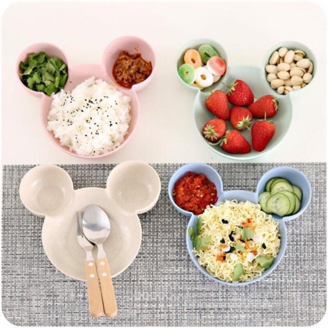 Chén đựng thức ăn 3 ngăn lúa mạch cho bé