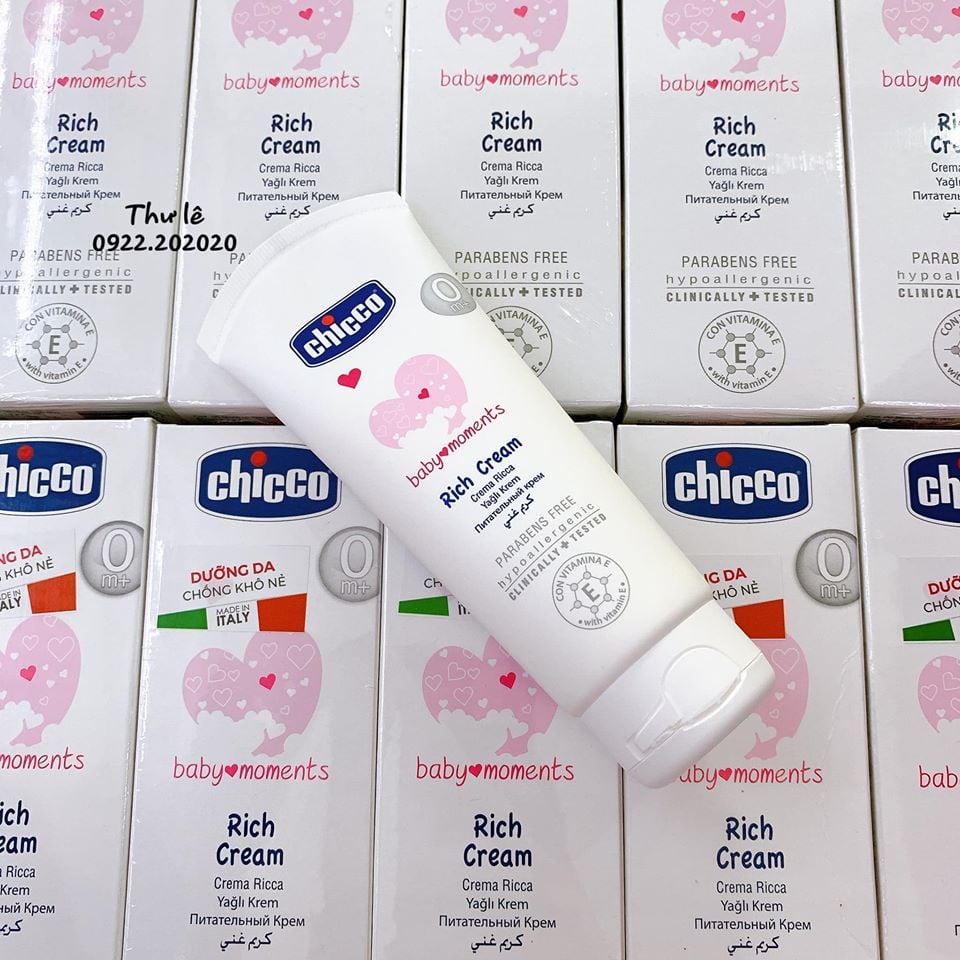 Kem dưỡng ẩm chứa omega và vitamin e chicco 100ml cho bé