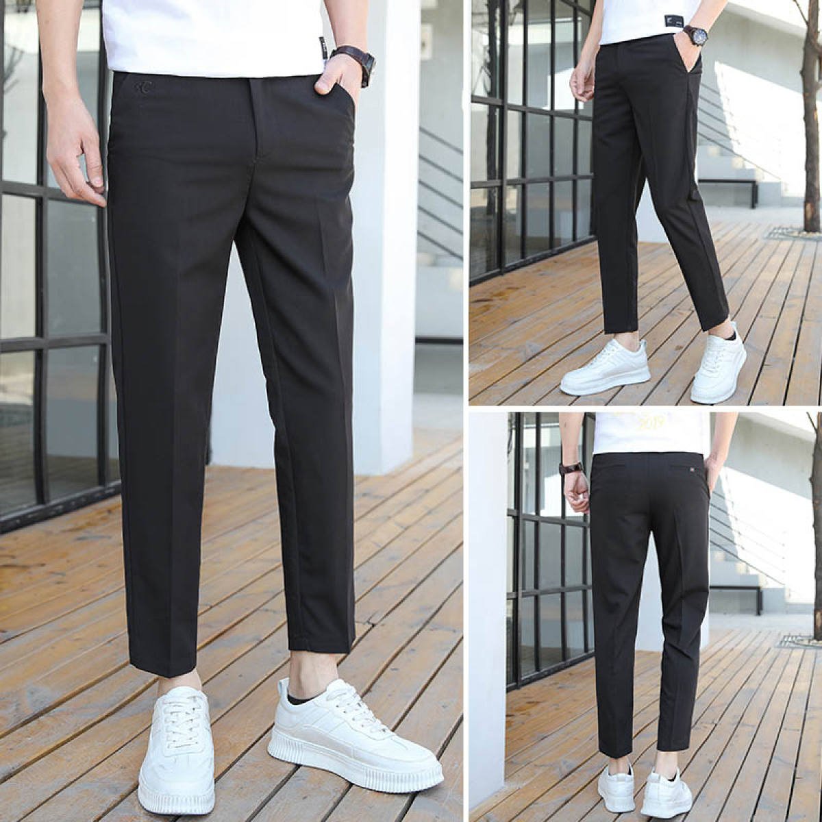 Quần tây nam quần tây âu nam quần vải nam Hàn Quốc chất liệu vải mỏng mát, ống đứng xếp li ôm dáng người mặc