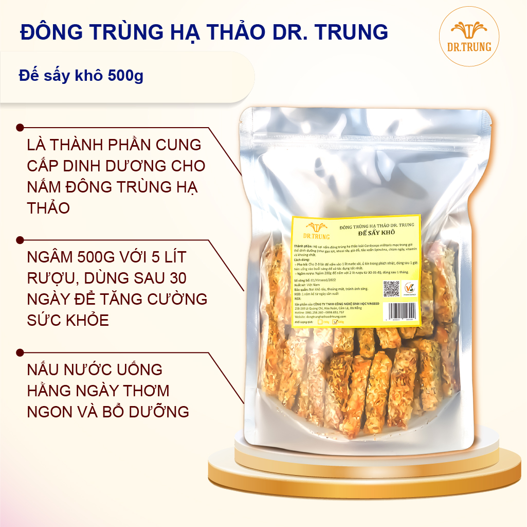 Đông trùng hạ thảo Dr.Trung Đế sấy khô Ngâm rượu pha trà giúp tăng miễn dịch giúp ăn ngủ ngon tăng.khả năng sinh lý