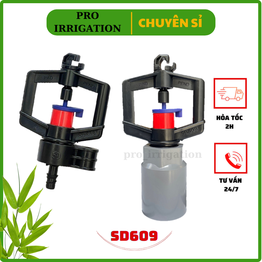 Béc tưới cây SD609, béc tưới rau, tưới Lagim có móc treo bằng nhựa