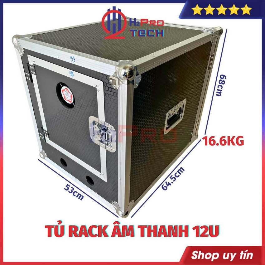 Tủ Rack Âm Thanh 12U Dày Dặn 4 Bánh Xe - Có Cánh Cửa - Quạt Làm Mát, Tủ Máy Âm Thanh Chuyên Nghiệp Cao Cấp - H2Pro Tech