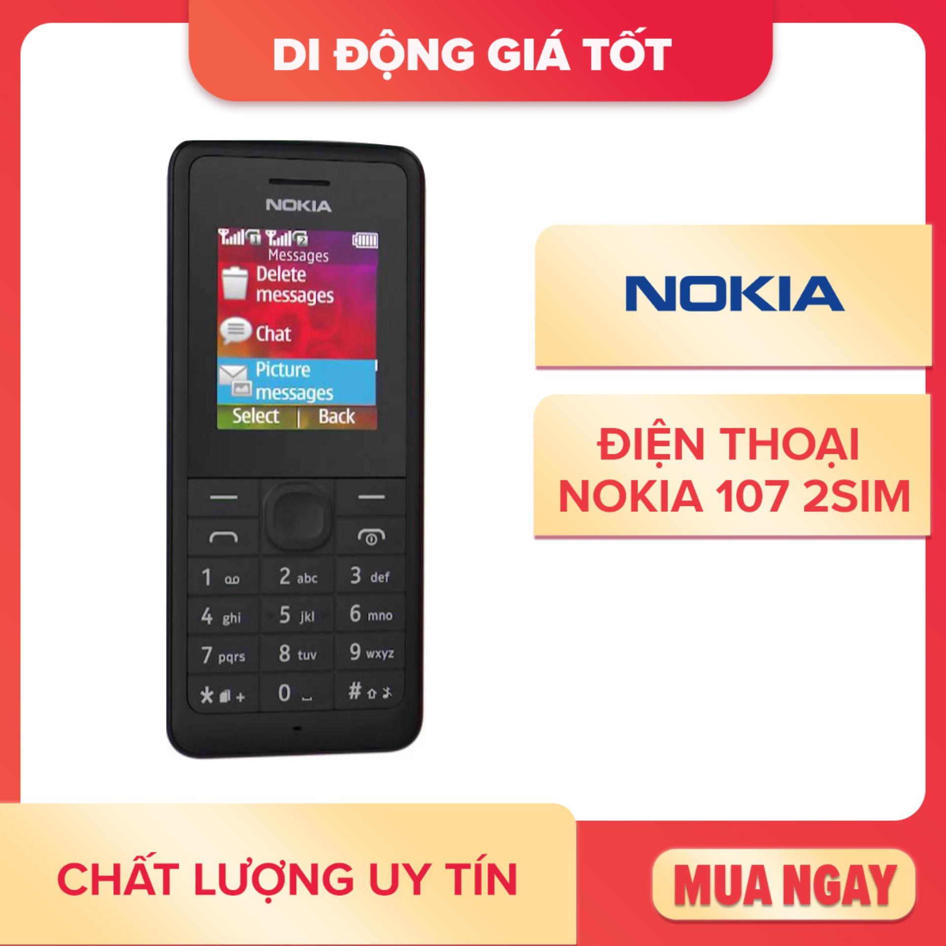 Điện Thoại giá rẻ Nokia 107 2 sim - có nghe nhạc - Pin sạc đầy đủ