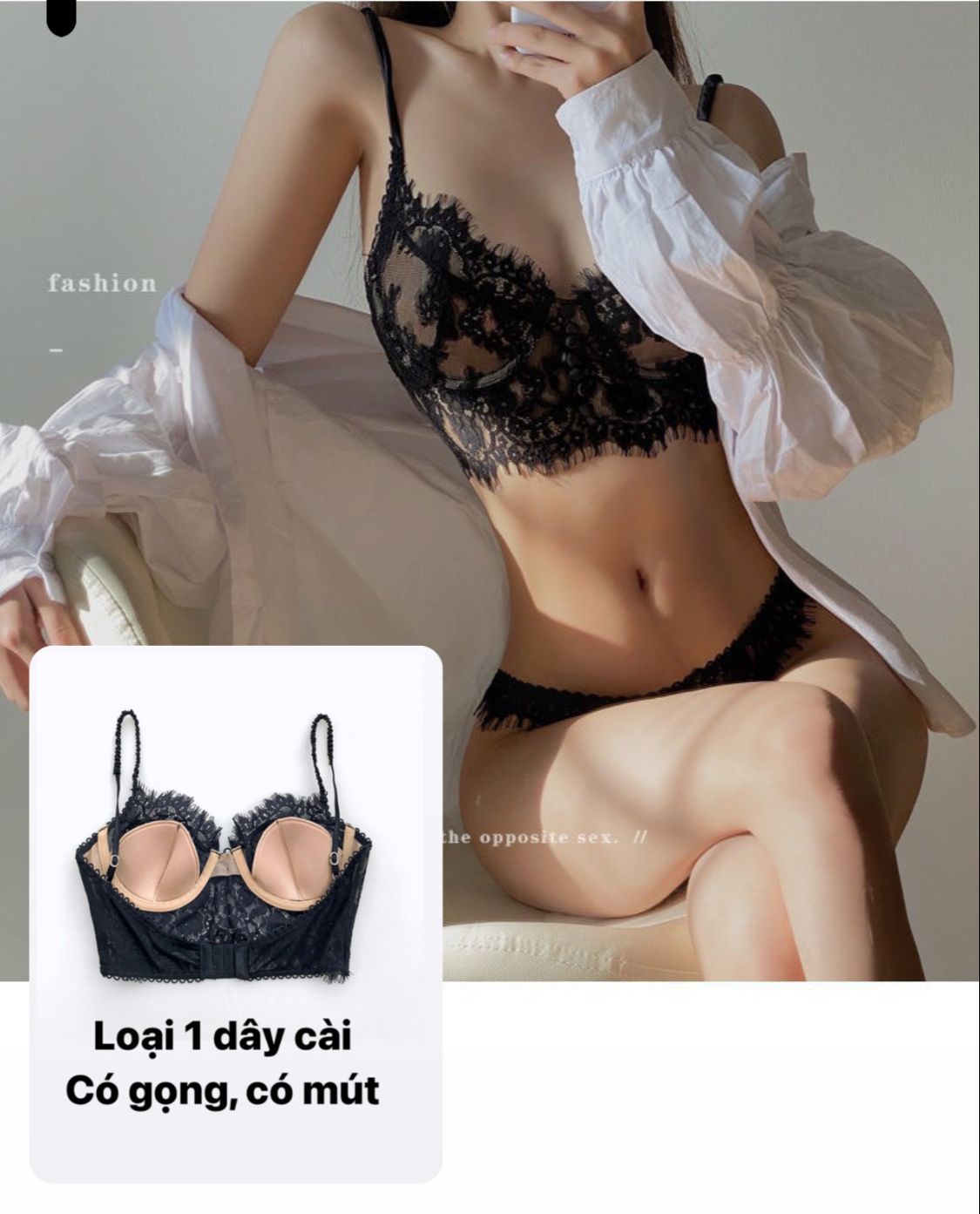 Áo bra ren nữ đính nút, khoá cài sau #a010