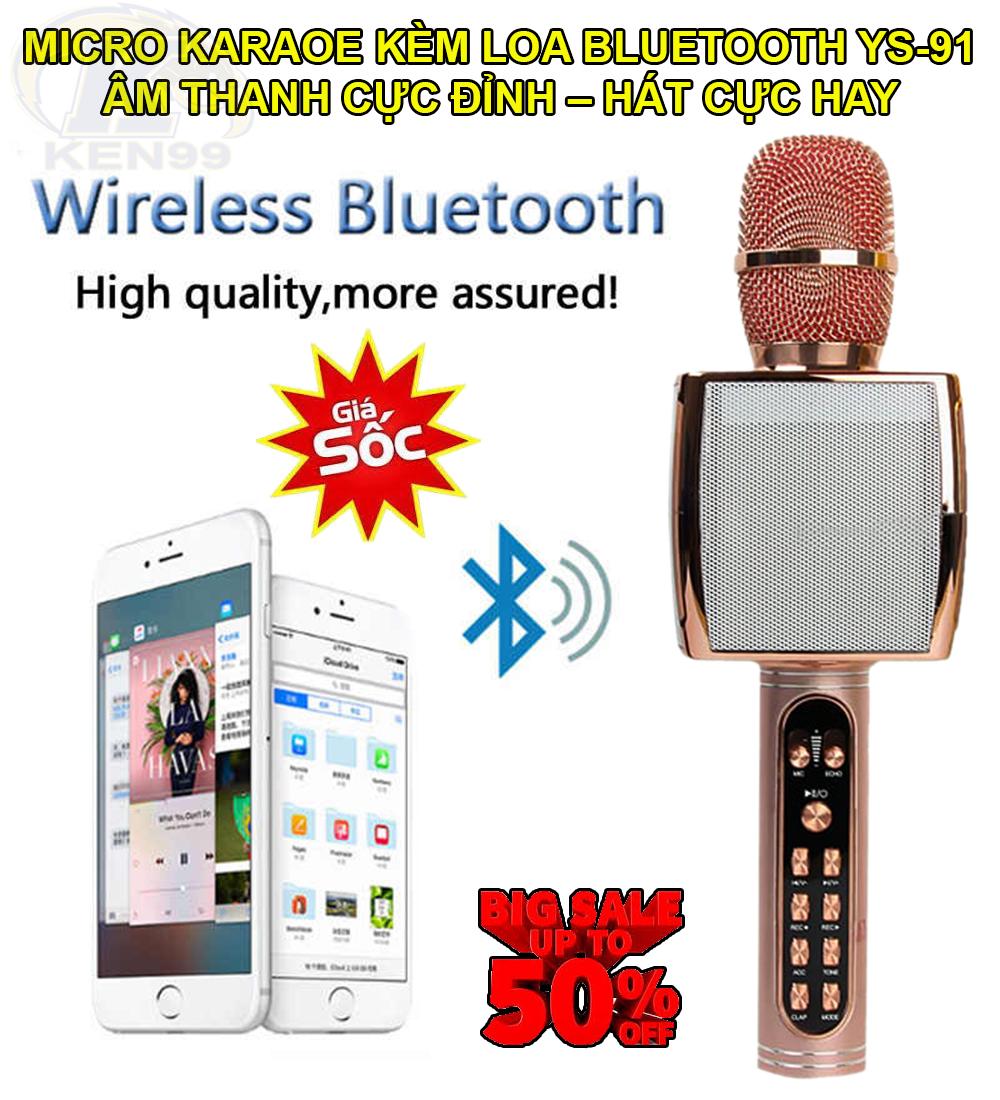[HCM]Mic hát karaoke kèm loa bluetooth YS 91 micro đa năng thu âm lọc tiếng ồn