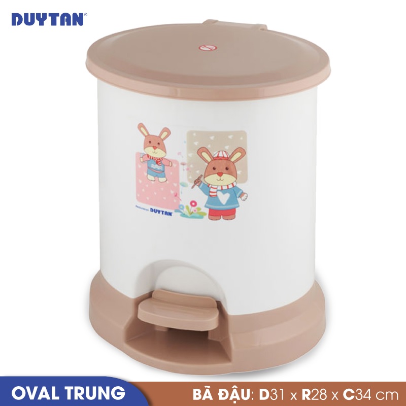Thùng rác oval trung nhựa DUY TÂN (31 x 28 x 34 cm) - 21875 - Giao màu ngẫu nhiên