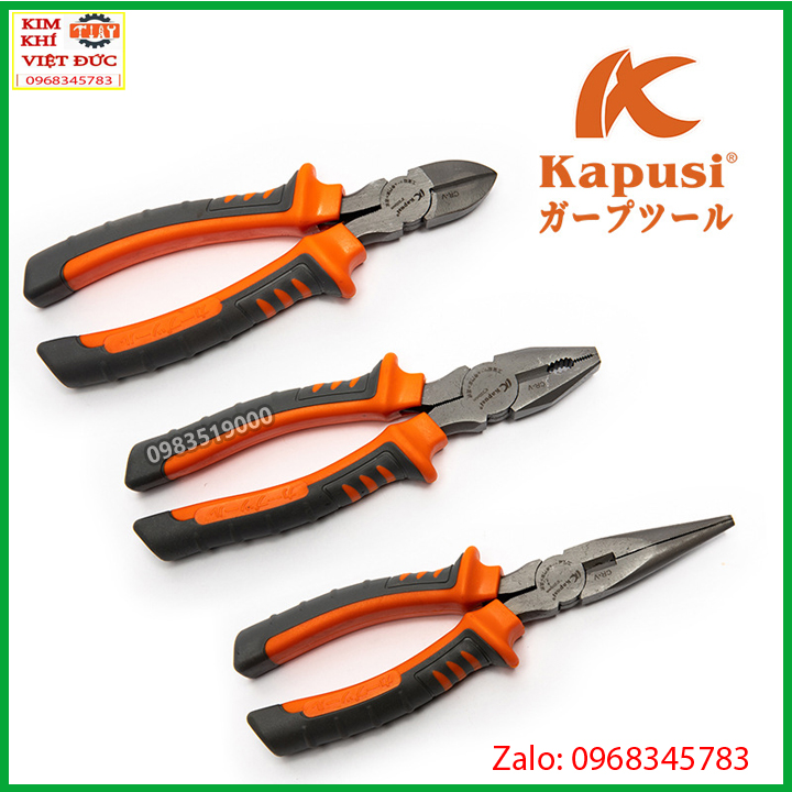 Bộ 3 Kìm Cắt, Điện, Mỏ Nhọn 6 inh KAPUSI JAPAN