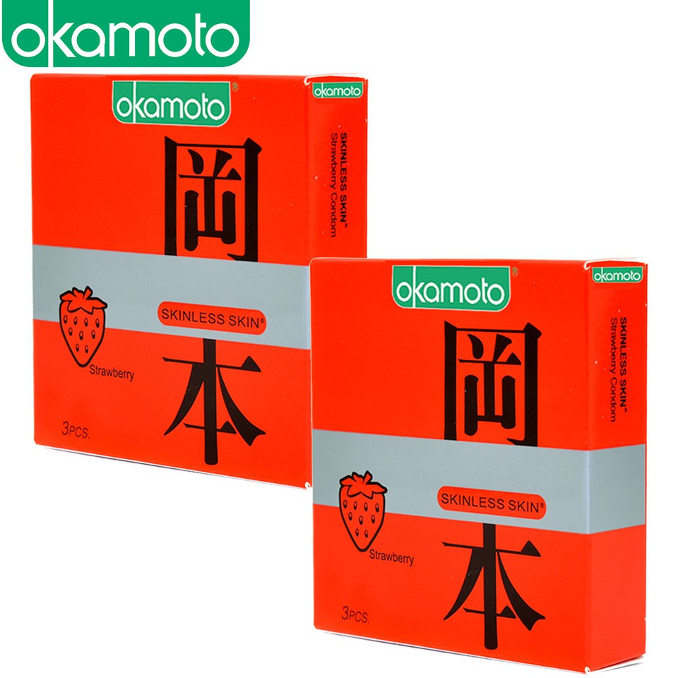 Bao Cao Su Okamoto Skinless Skin Strawberry Hương Dâu Hộp 3 Cái 1