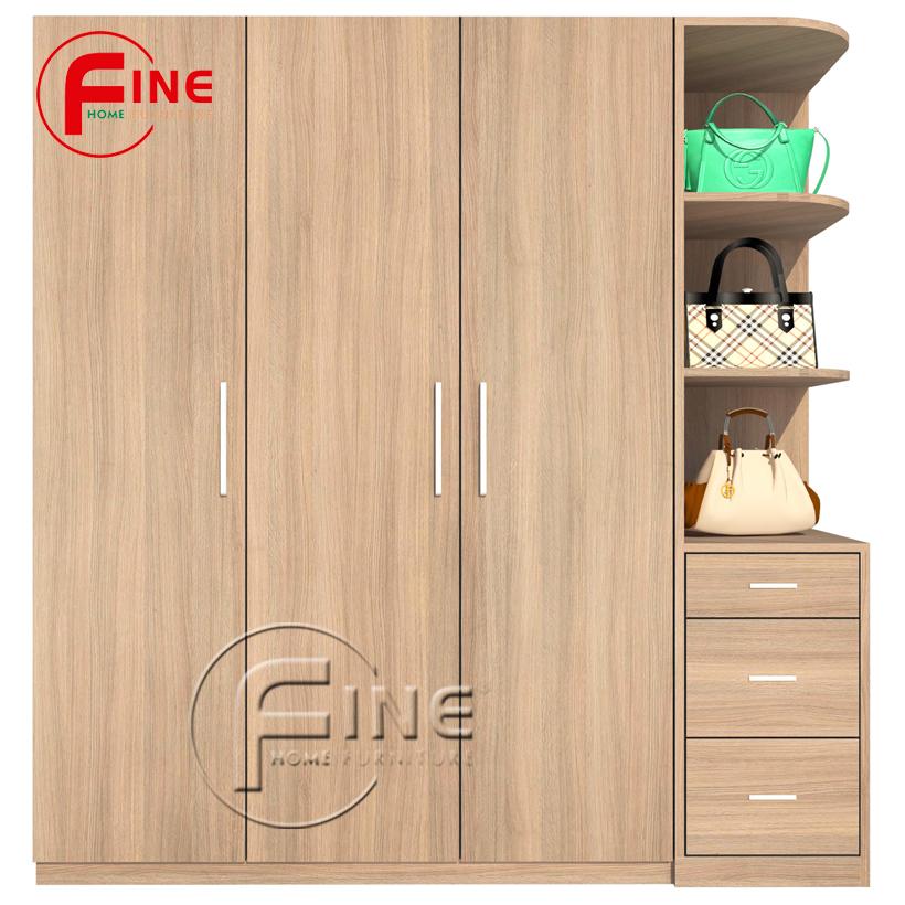 Tủ quần áo cao cấp sang trọng fine ft058 thiết kế hiện đại, có ngăn trưng bày túi xách