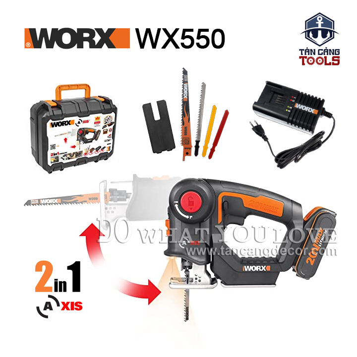 Máy cưa lọng, cưa kiếm pin đa năng worx wx550