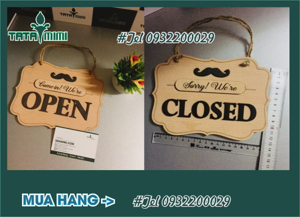 Biển open closed dây dù treo cửa có sẵn