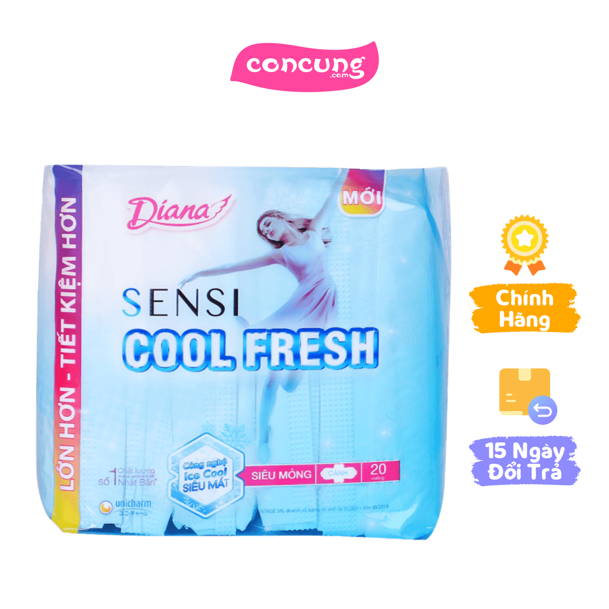 Băng vệ sinh Diana Sensi cool fresh siêu mỏng cánh 20 miếng