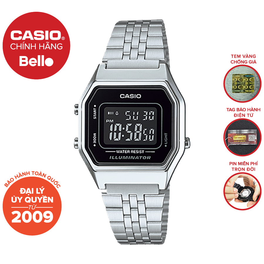 Đồng hồ Casio Nữ LA680WA-1B bảo hành chính hãng 1 năm - Pin trọn đời