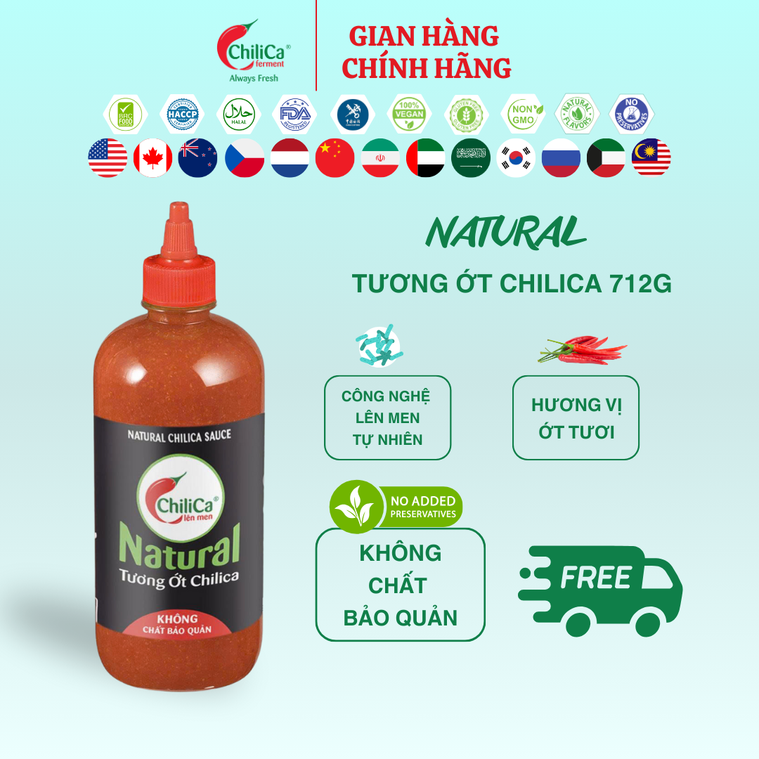 Natural Tương Ớt ChiliCa 712g - Lên Men Tự Nhiên, Không Chất Bảo Quản, Không Chất Điều Vị, Không Hương Liệu