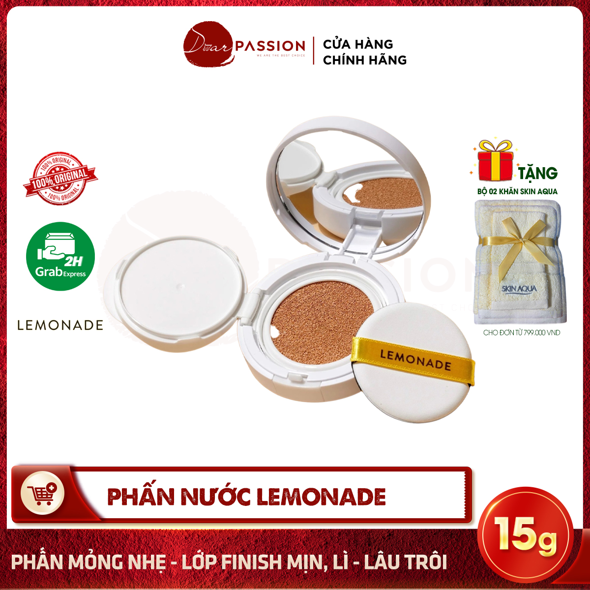 Phấn Nước Cushion Lemonade Kiềm Dầu, Lâu Trôi - Lemonade Matte Addict Cushion 15g