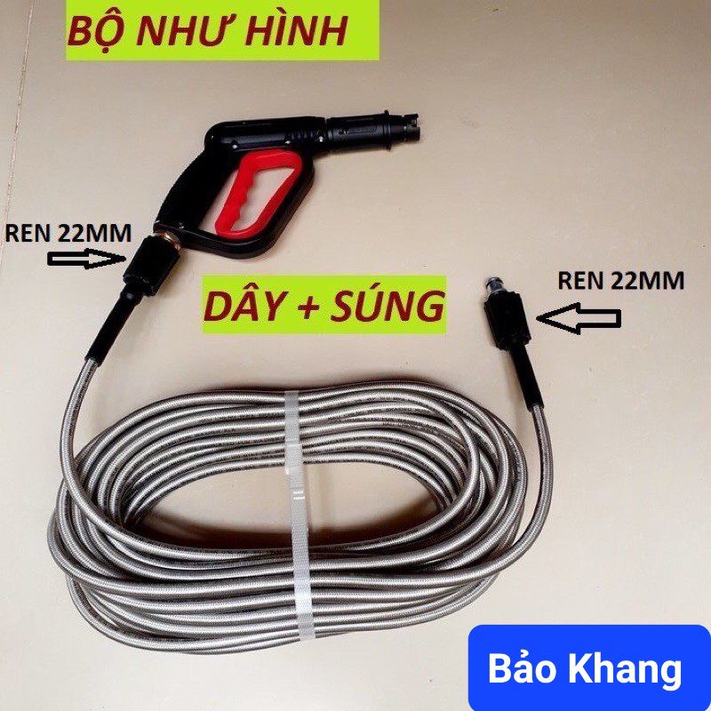 Dây xịt rửa xe mini 3 lớp bộ dây và súng xịt rửa xe 10m,15m,20m