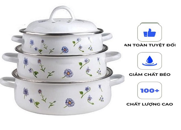 Bộ 3 nồi inox tráng men cao cấp siêu tiện lợi