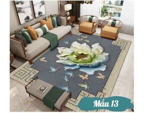Thảm bali trải sàn thảm trang trí 1m6 x2m3 mẫu hoa sen Họa tiết sinh động, phù hợp với nhiều không gian từ phòng khách tới phòng ngủ
