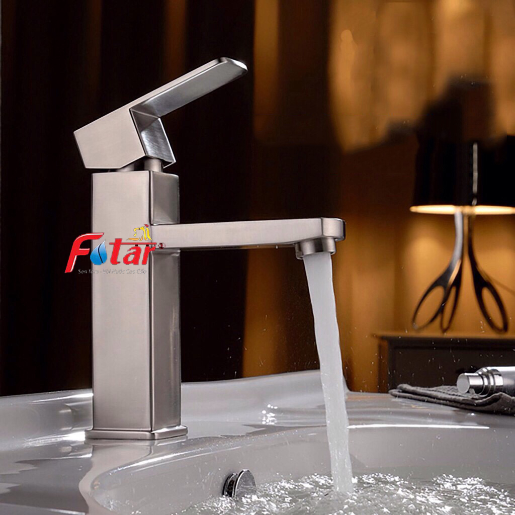 [HCM][RẺ VÔ ĐỊCH] Vòi Rửa Mặt Lavabo Vòi Lavabo Nóng Lạnh INOX 304 N3001 Fotar và 2 dây nóng lạnh VÒI LA VUÔNG