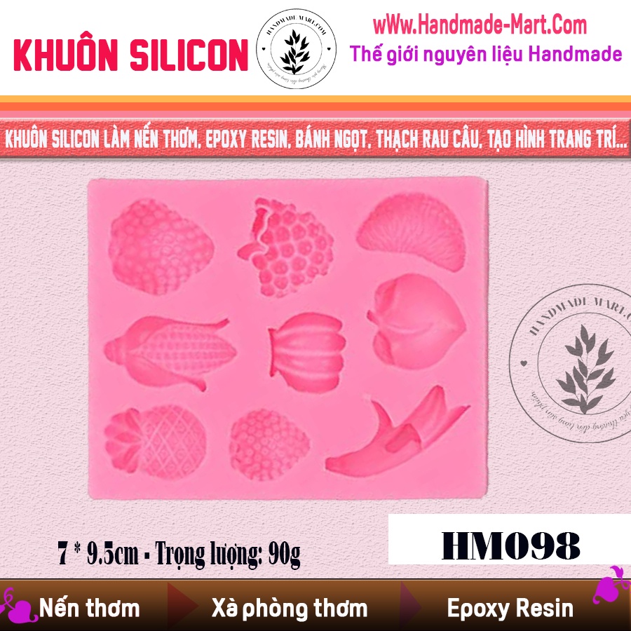Khuôn silicon hình trái cây đủ loại dùng làm bánh, kẹo ngọt hay khuôn đổ charm nến handmade chuẩn DIY- HM098