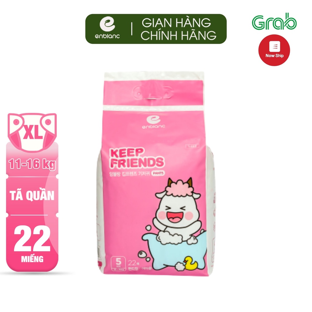 Tã bỉm quần Enblanc KEEP FRIENDS nội địa Hàn Quốc Size XL22 cho bé từ 11-16kg