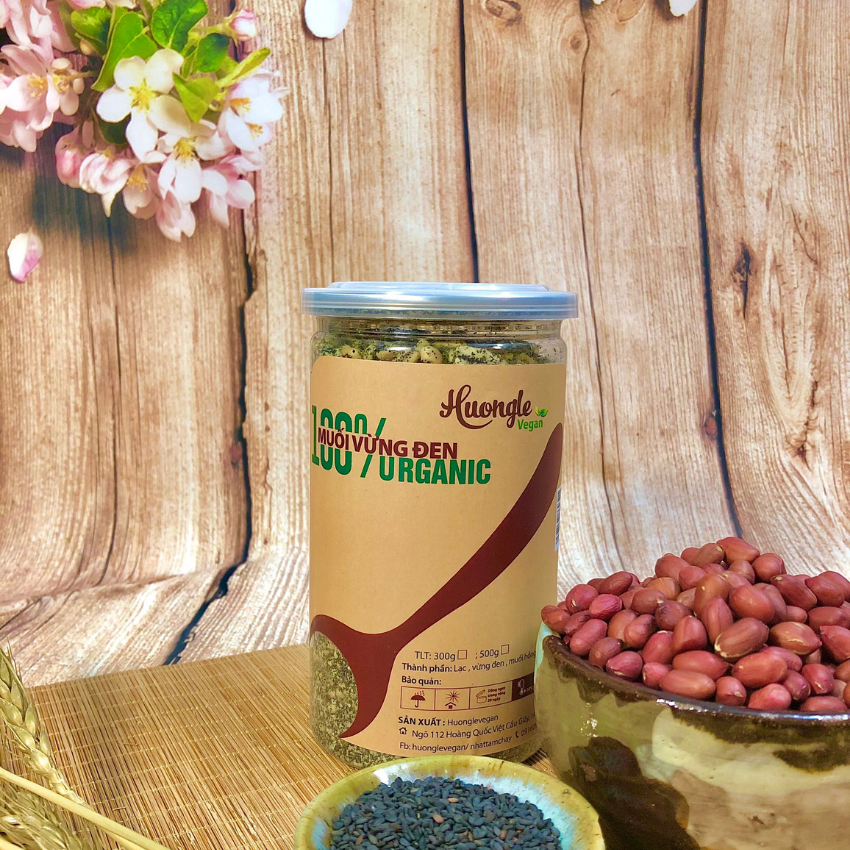 Muối vừng/ muối mè đen organic huonglevegan food muối vừng/muối mè 100g, muối vừng/muối mè 300g, muối vừng/ muối mè 500g muối vừng/muối mè sạch dinh dưỡng, thuần chay