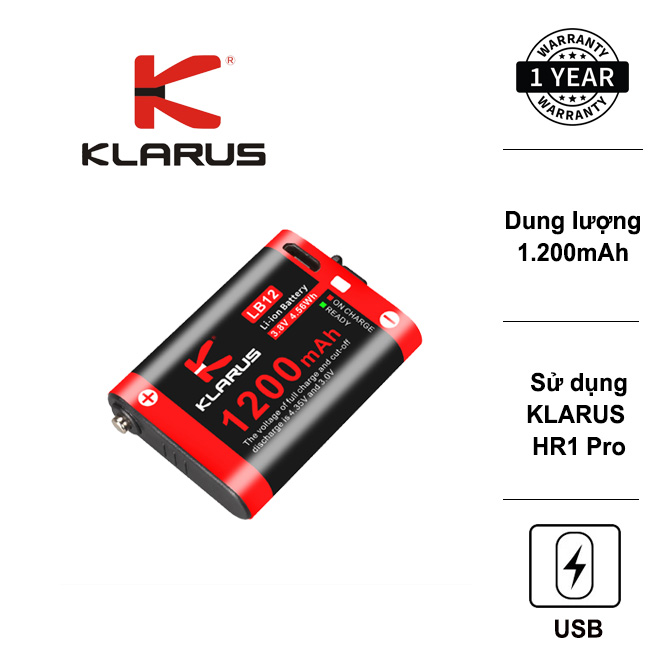 Pin klarus lb12 bán rời sử dụng cho đèn đeo đầu hr1 pro