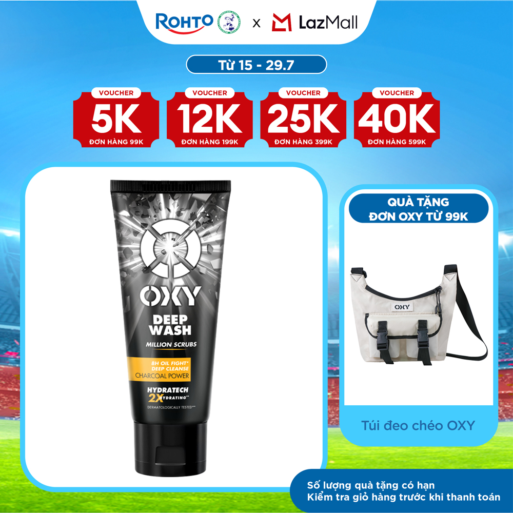Sữa rửa mặt cho nam Oxy sạch sâu giảm nhờn dạng kem có hạt massage Oxy Deep Wash 100g