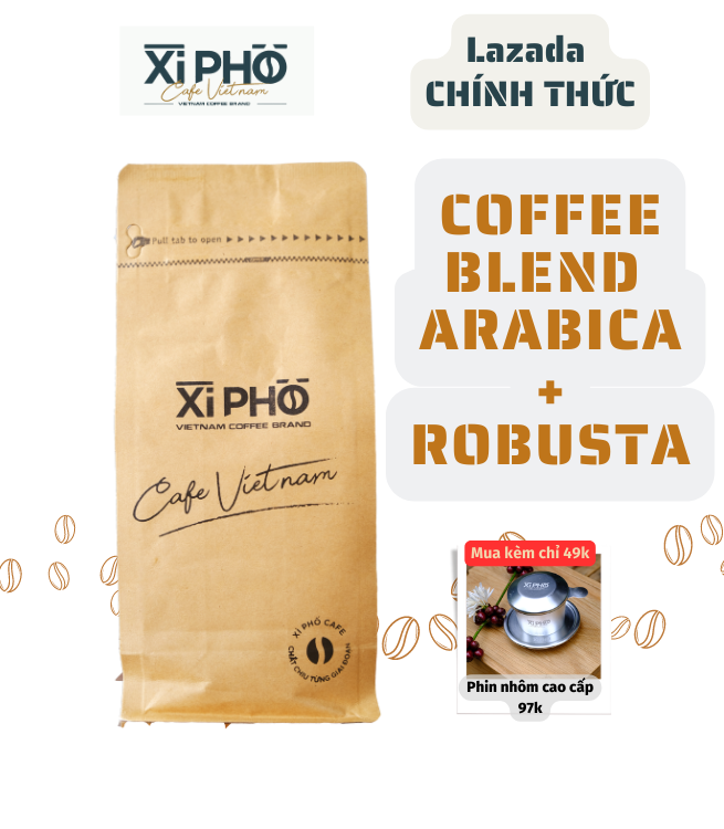 Cà phê blend Robusta + arabica Xì Phố Cafe 500g rang xay mộc