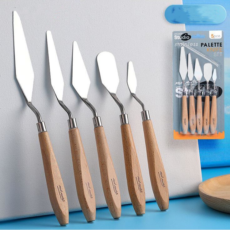 Bộ 5 bay trộn màu thép không gỉ mont marte - studio palette knife set 5pce
