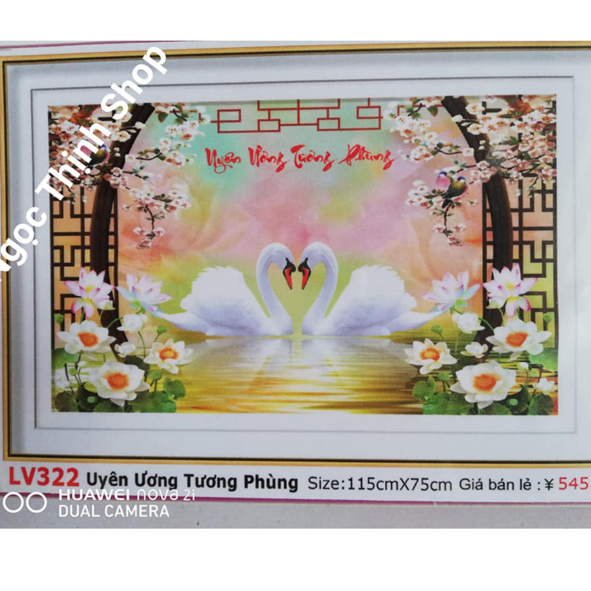 Tranh đính đá uyên ương tương phùng LV322 KT 115x75cm