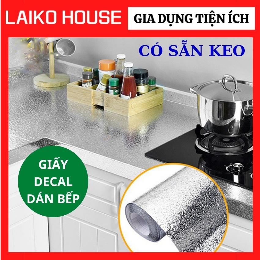 [2 mét x 60 cm] Giấy Decal Dán Bếp Tráng Nhôm Cách Nhiệt, Giấy Bạc Dán Tường Nhà Bếp Có Sẵn Keo Dán