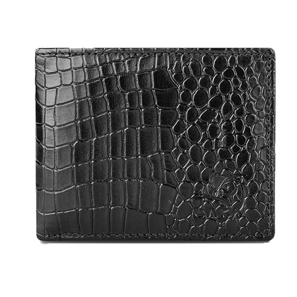 Ví nam da bò vân cá sấu Laka VLK0102.1 - Màu đen